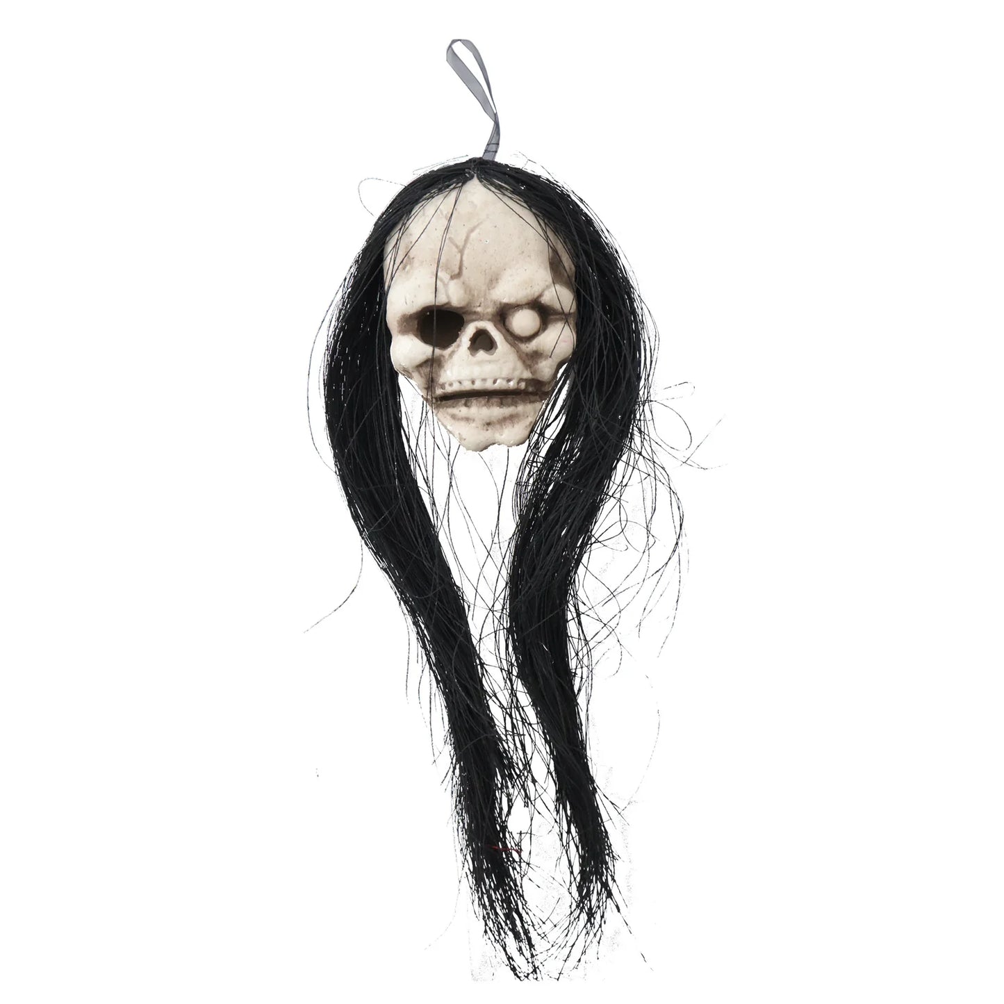 Hanging Décor - Scary Head Skull with realistic Hair