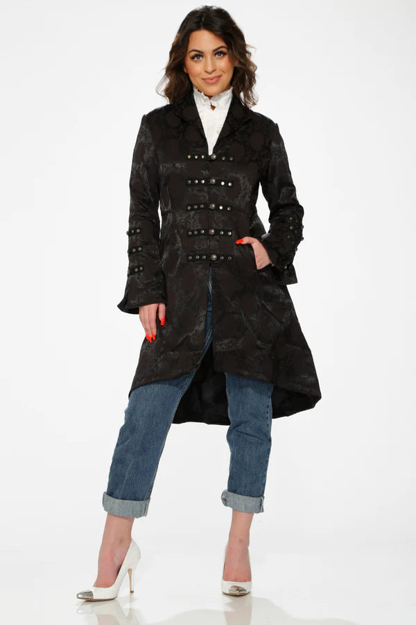 Long Black Brocade Coat