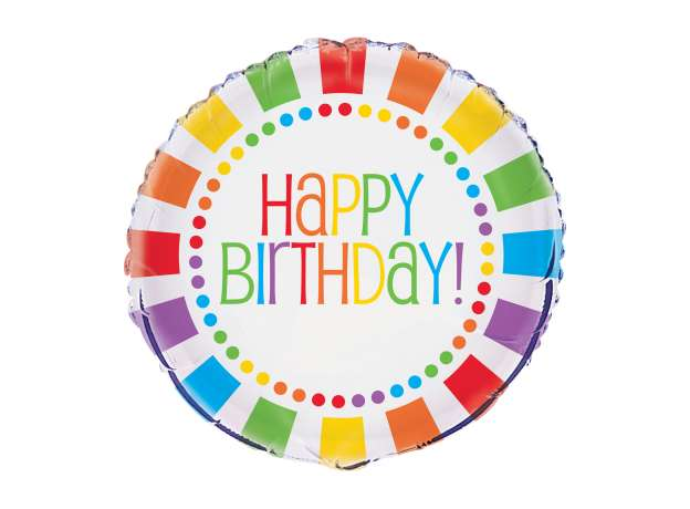 18" Mylar - Rainbow Birthday