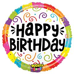 21" Mylar - Mighty Birthday Swirls