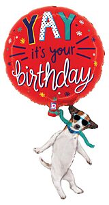 38" Supershape Mylar - YAY Birthday Dog