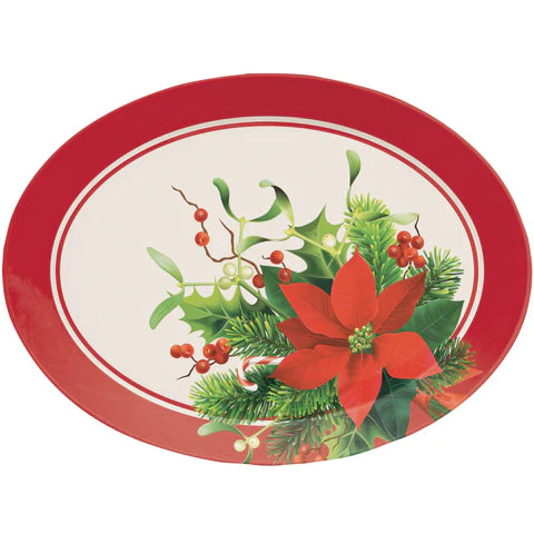 Christmas Poinsettia 14"W Shapped Trays