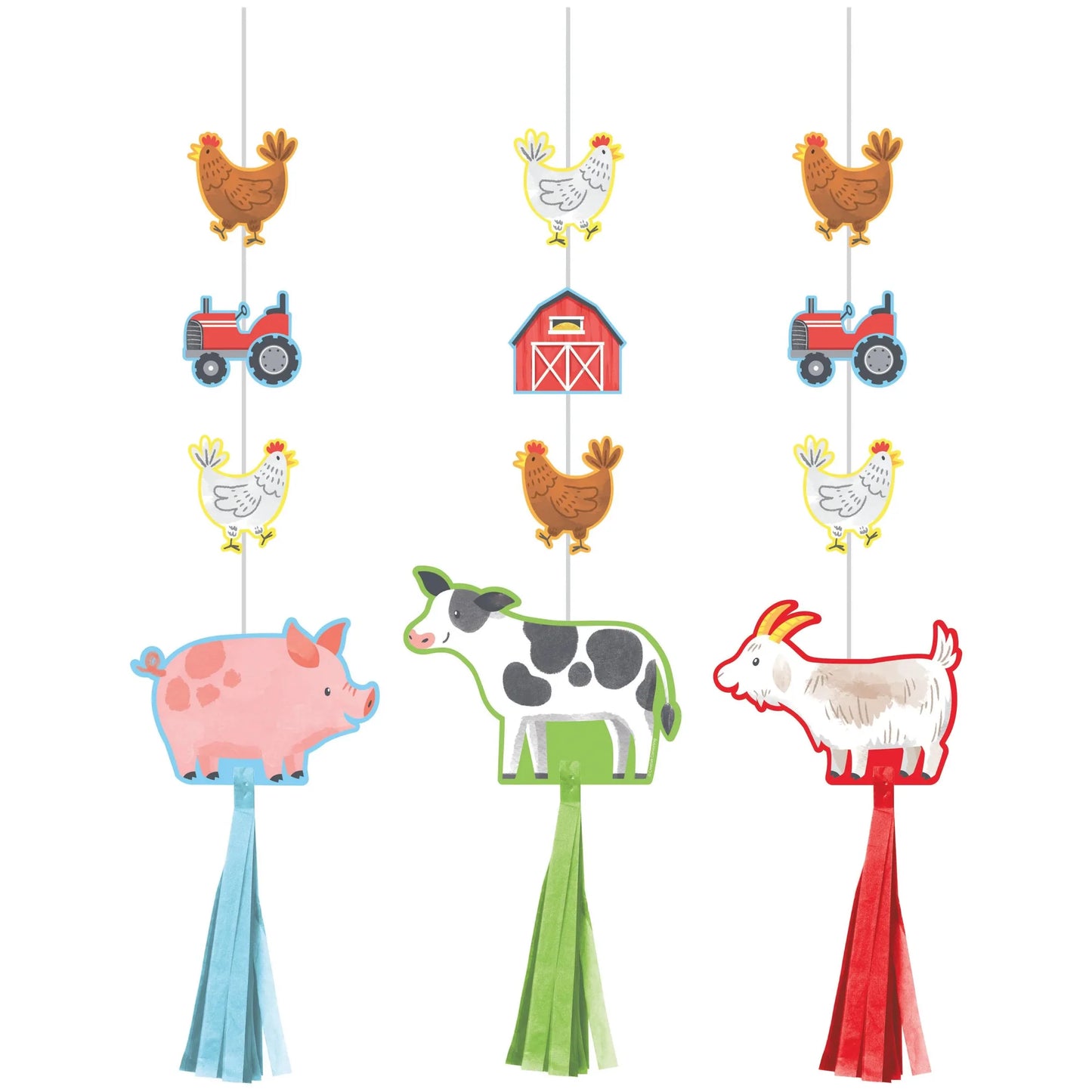 Hanging Decorations with Tassels - Farm Animals