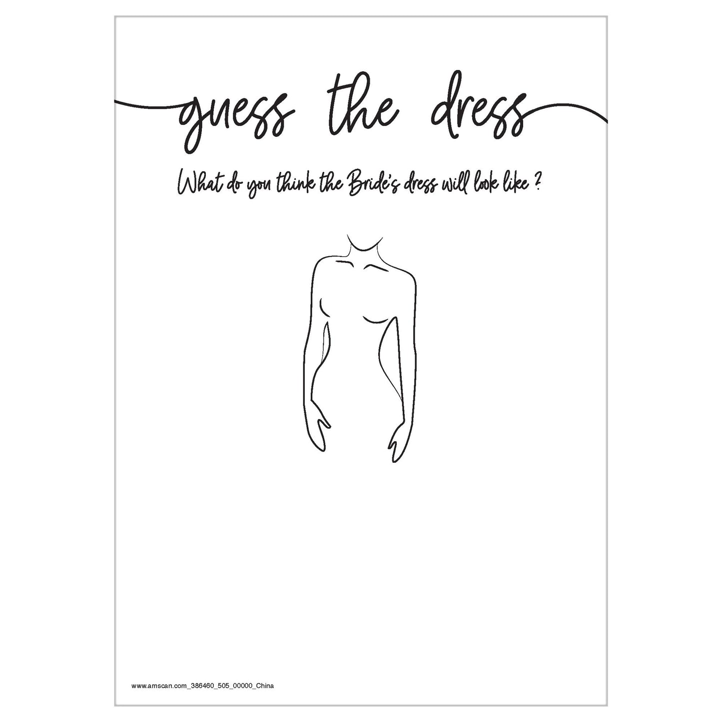 Bridal Shower Game - Guess The Dress