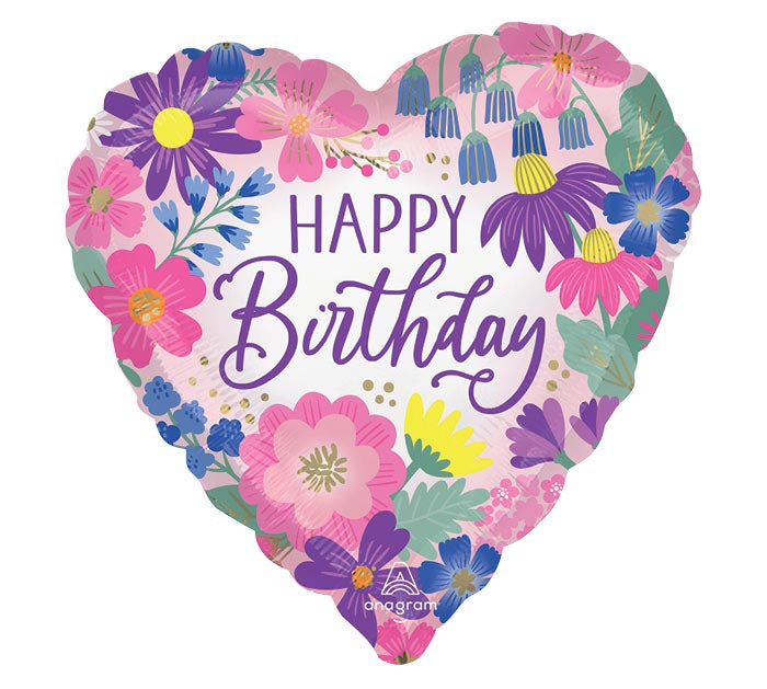 17" Mylar - Garden Florals Birthday
