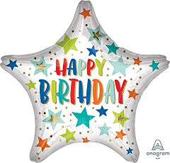 28" Jumbo Mylar - Birthday Stars & Dots