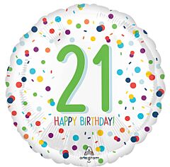 17" Mylar - Confetti Birthday 21