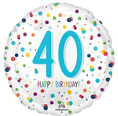 17" Mylar - Confetti Birthday 40