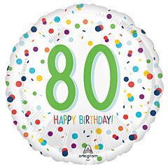 17" Mylar - Confetti Birthday 80