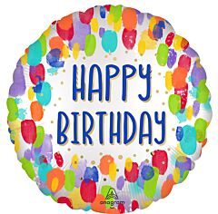 18" Mylar - Satin Painterly Dots Birthday