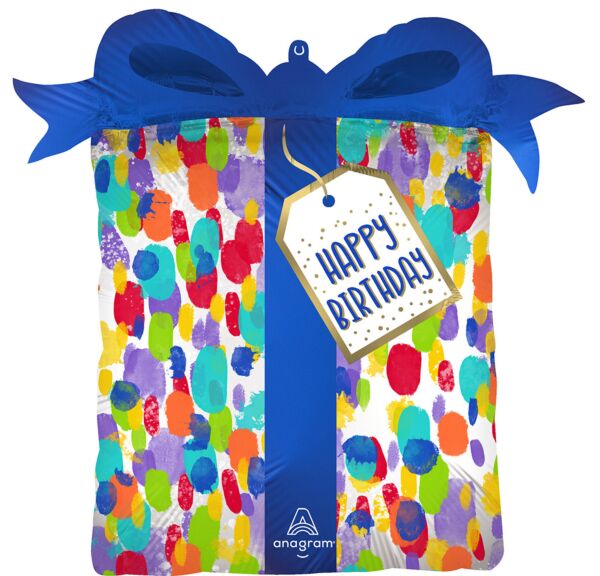 27" Supershape Mylar - Satin Painterly Dots Birthday