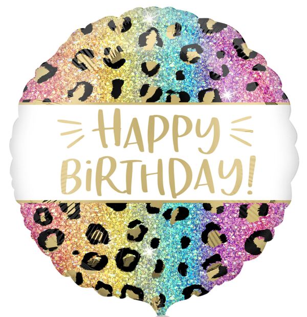 17" Mylar - Pink Sparkle Leopard Birthday