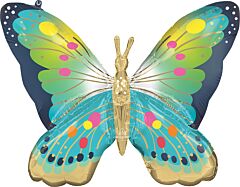 30" Supershape Mylar - Vibrant Blue Satin Butterfly Flutters