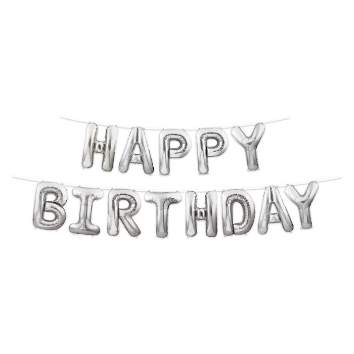 Banner - Happy Birthday Balloons Silver
