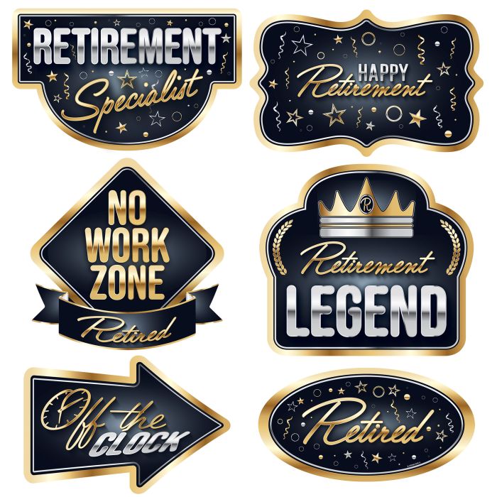 Happy Retirement Cutouts 6ct