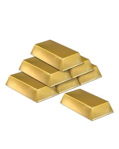 Plastic Gold Bar Decorations 6ct