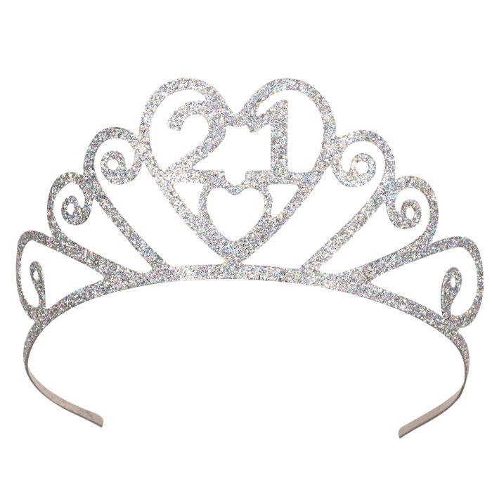 Glittered Metal "21" Tiara