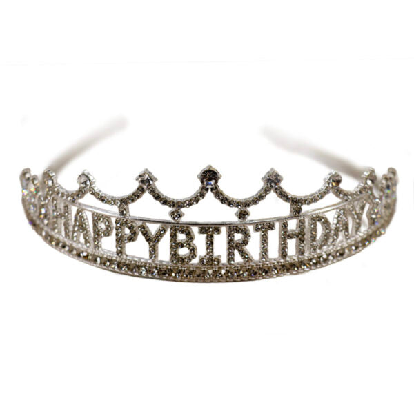 Tiara - Silver Rhinestone Happy Birthday