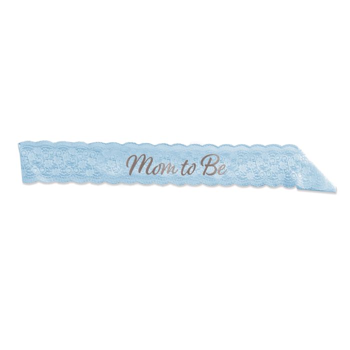 Mom to Be Lace Sash - Blue