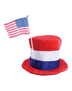 Plush Patriotic Top Hat w/ American Flag