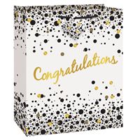 Gift Bag - Speckled Black/Gold Congratulation