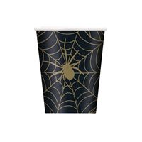 Black & Gold Spider Web - Paper Cups 8ct