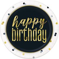 Gold Metallic Happy Birthday - Lunch Plates 8ct
