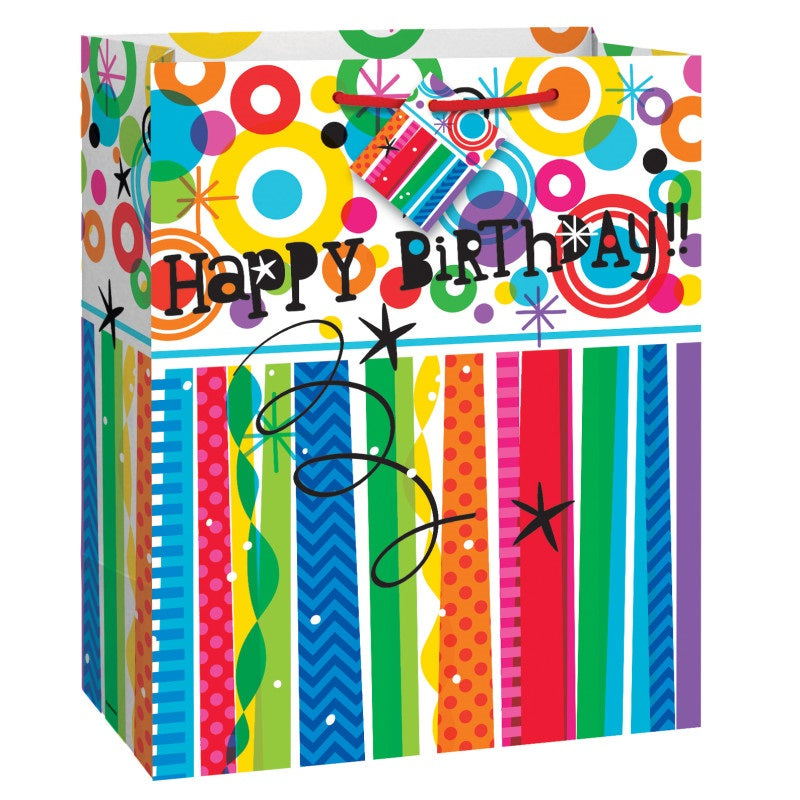 Mod Rainbow Happy Birthday Large Gift Bag
