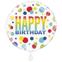 18" Mylar - Rainbow Spots Birthday