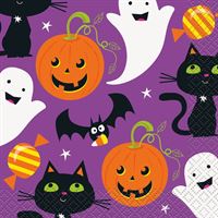 Cat and Pumpkin Beverage Napkins 16ct