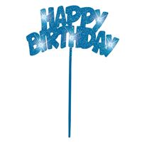 Happy Birthday Flashing Pick Decoration - Blue