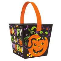 Cat & Pumpkin Halloween Paper Board Treat Bucket