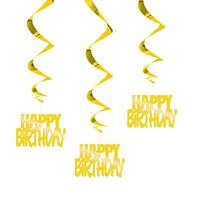 Foil Happy Birthday Hanging Swirl 3ct - Gold