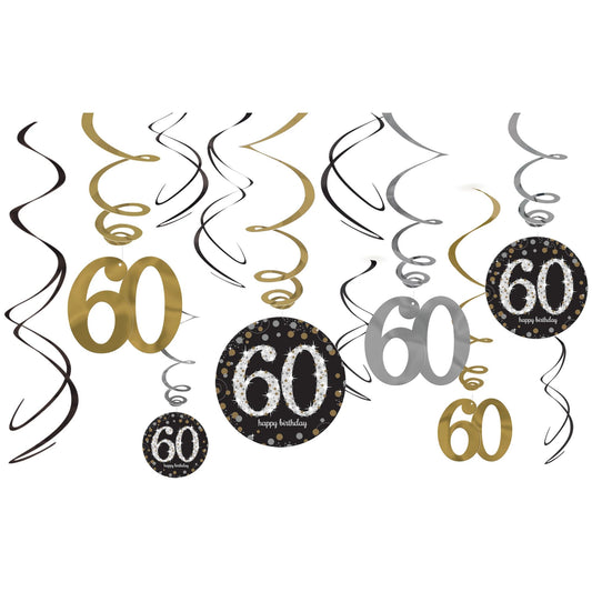 "60" Swirl Decorations 6ct - Sparkling Celebration