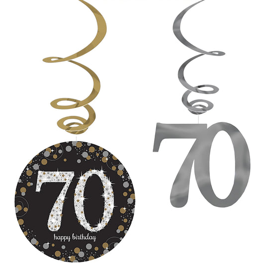 "70" Swirl Decorations 6ct - Sparkling Celebration