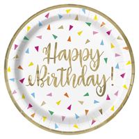 Bright Triangle Birthday - 9" Lunch Plates 8ct