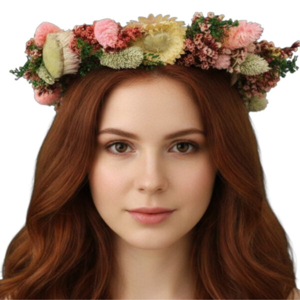 Peach and Cream Rose Woodland Floral Crown