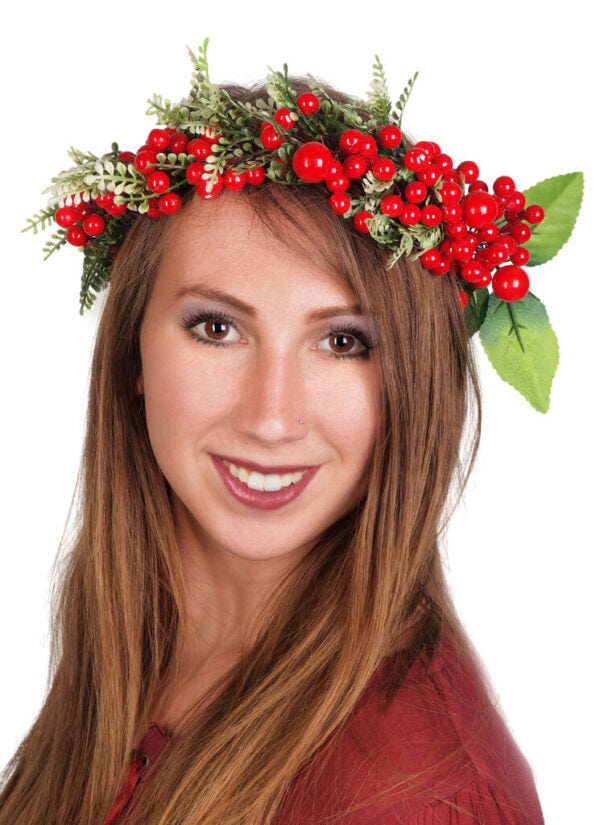 Red Holly Renaissance Flower Garland Crown