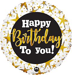 17" Mylar - Happy Birthday Gold Star