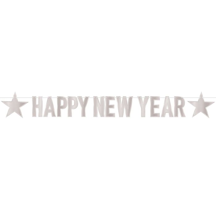Foil Happy New Year Streamer - Silver