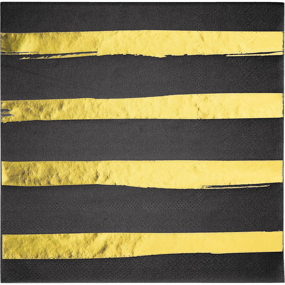 Black Velvet with Gold Foil - Lunch Napkins16ct