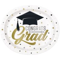 Stars & Caps Graduation - Oval 12" Plates 8ct