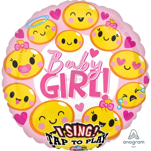 28" Sing-A-Tune Mylar - Baby Girl Emoji