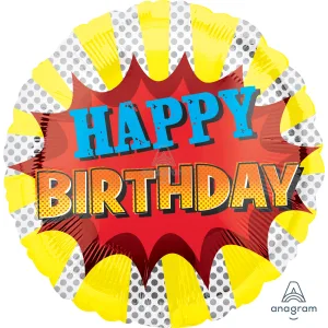 17" Happy Birthday Super Hero Mylar
