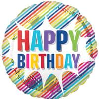 18" Mylar - Happy Birthday Stripped Burst