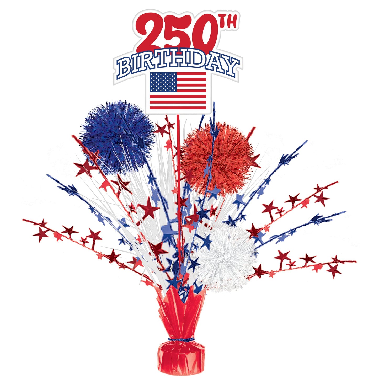 USA 250th Birthday Tinsel Burst Centerpiece