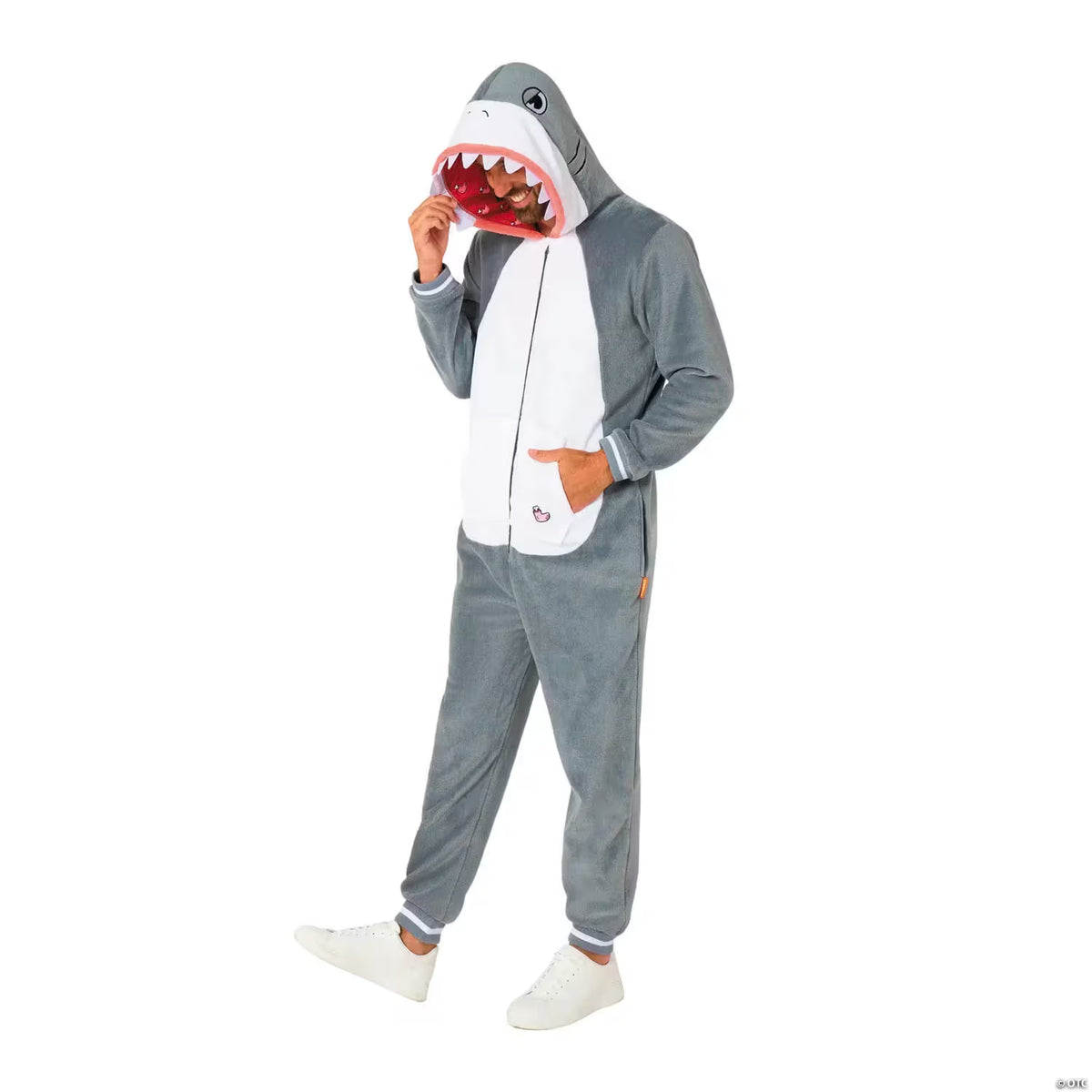 Adults Shark Hooded Onesie Costume- Extra large
