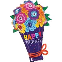 30" Supershape Mylar - Bold Blooms Birthday Bouquet