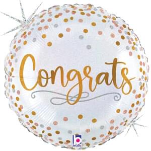 18" Mylar - Holographic Congrats Confetti Glitter