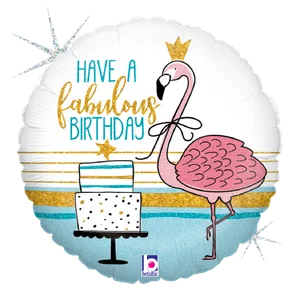 18" Holographic Mylar - Fabulous Flamingo Birthday